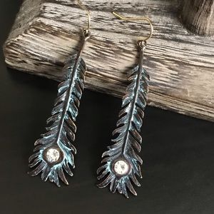 3/$20 Patina Copper Feather Western Earrings